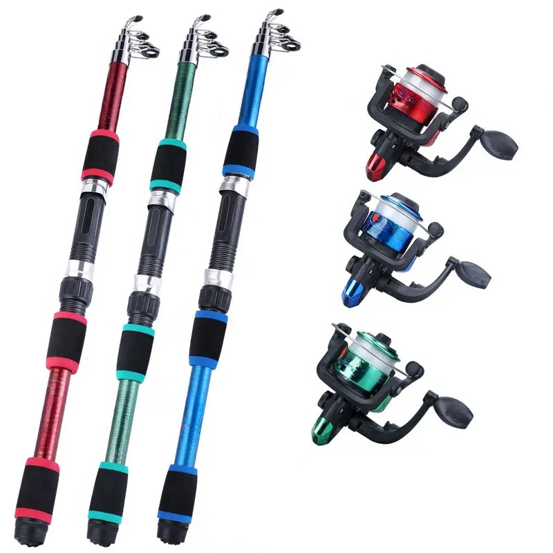 Fishing Rod Surf - Angelruten-Set, komplette Kits mit Teleskop-Angelrute und